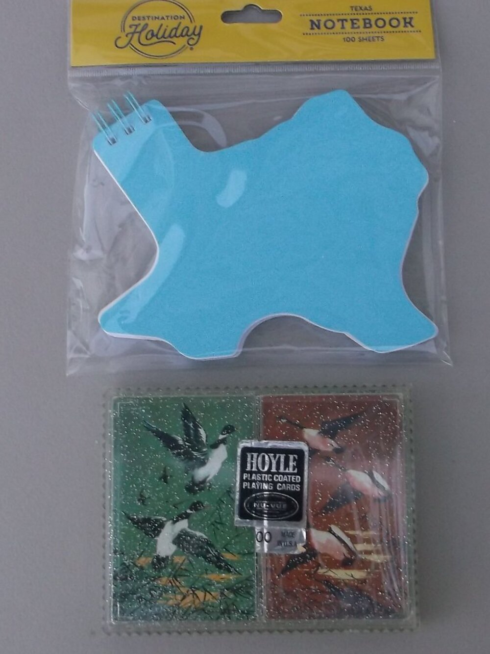 2 Decks Hoyle Playing Cards with Case and 1 new 100 Sheet Texas Notebook